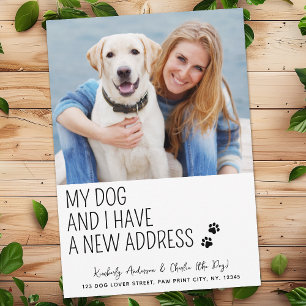 Modern Cute New Address Custom Photo Dog Moving Announcement