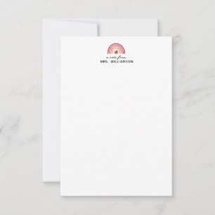 Modern Cute Note From Teacher Name Note Card