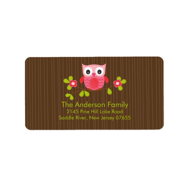 Modern Cute Owl Address Label (Front)