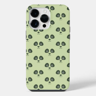 Modern Cute Panda Face Light Green iPhone 14 Pro Max Case
