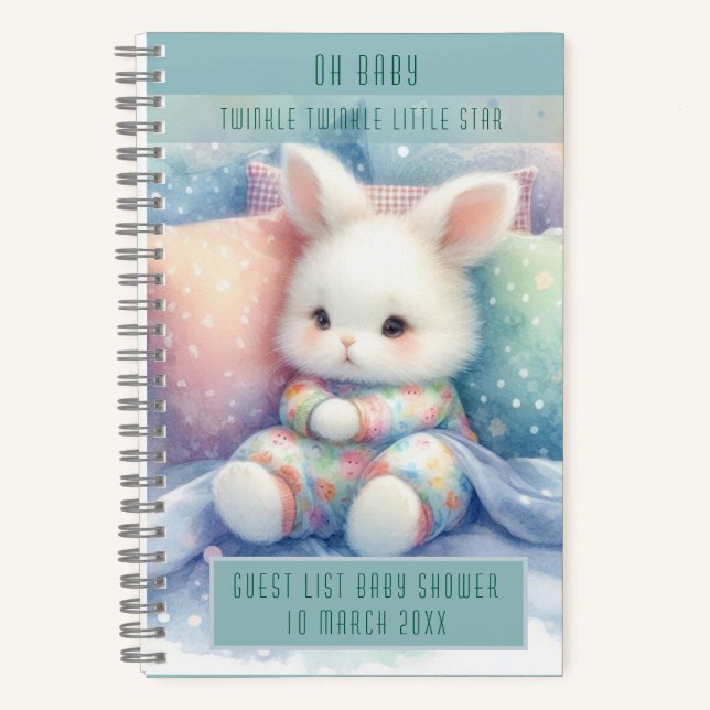 Modern Cute Pastel Bunny Notebook (Front)