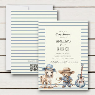 modern cute pastel first rodeo baby shower invitation