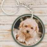 Modern Cute Paws Family Pet Photo Key Ring<br><div class="desc">This simple and classic design is composed of sans serif typography and add a custom photo of your pet.</div>