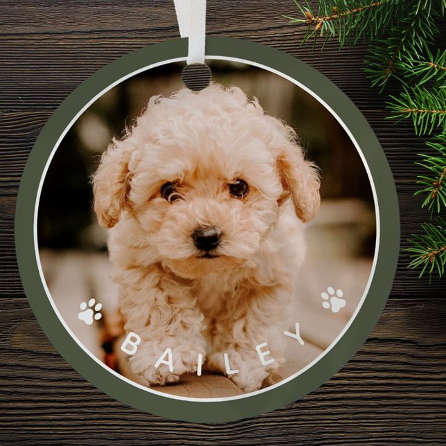 Modern Cute Paws Family Pet Photo Metal Tree Decoration (Creator Uploaded)