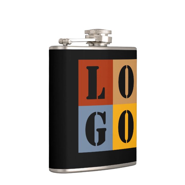 Modern Cute Personalised Gifts Black Simple Hip Flask (Right)