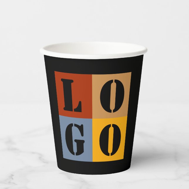 Modern Cute Personalised Gifts Black Simple Paper Cups (Front)