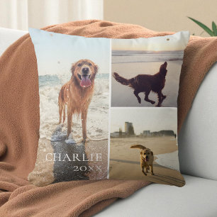 Modern Cute Personalised Pet Photo Collage Cushion