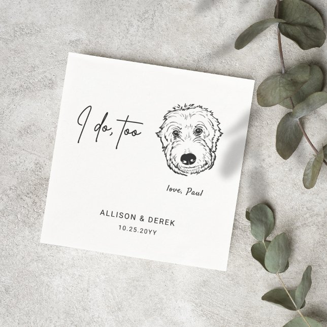 Modern Cute Pet Face Artwork Dog Wedding Napkin (Creator Uploaded)