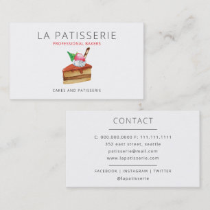 Modern Cute Pink Cheesecake Bakery Pastry Chef Business Card