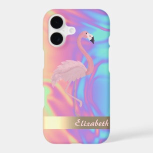 Modern Cute Pink Flamingo Ombre Holographic