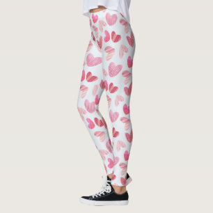 Modern Cute Pink Hearts All Over Pattern Leggings