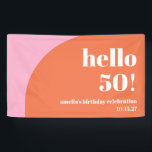 Modern Cute Pink Orange Arch 50th Birthday Custom  Banner<br><div class="desc">Modern Cute Pink Orange Arch 50th Birthday Custom Birthday Banner</div>
