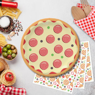 Modern Cute Pizza Pie Birthday Pizza Party  Paper Plate
