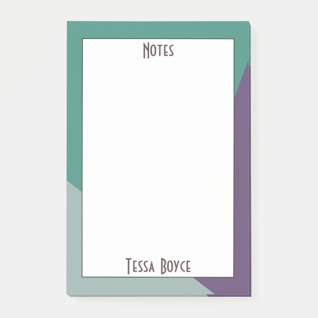 Modern Cute Purple Green Colourful Monogrammed Post-it Notes (Front)