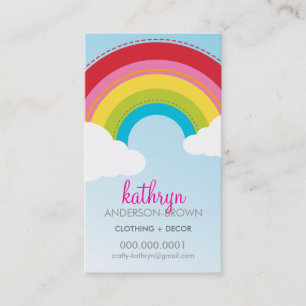MODERN CUTE RAINBOW LOGO colourful bright bold sky Business Card
