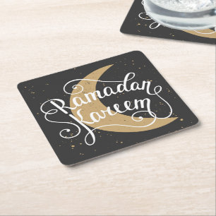 Modern Cute Ramadan Kareem Business  Square Paper Coaster