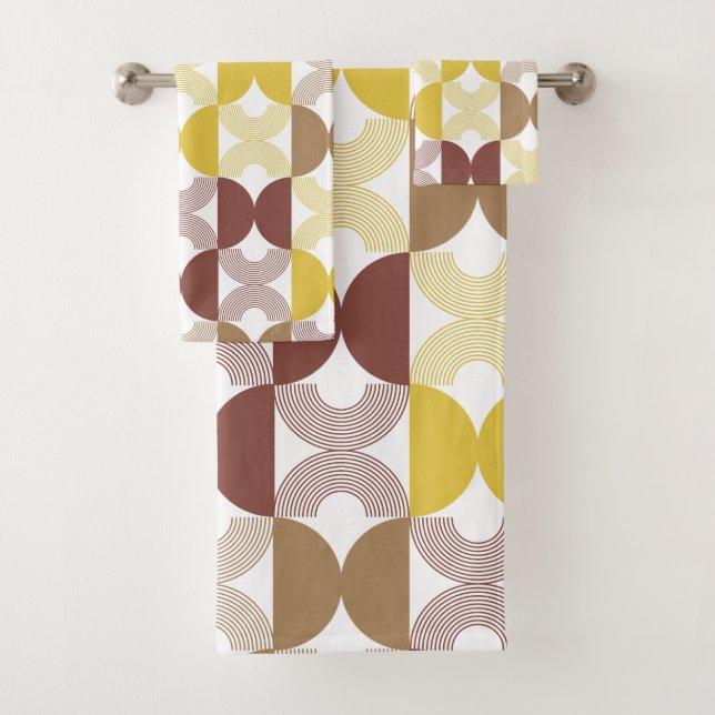 Modern cute retro pattern Arch line art elegant Bath Towel Set (Insitu)
