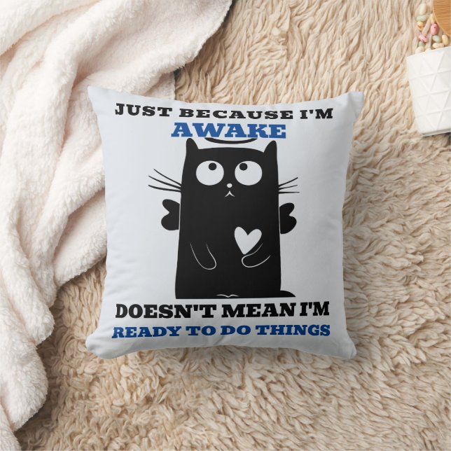 Modern Cute Saint Black Cat Cushion (Blanket)