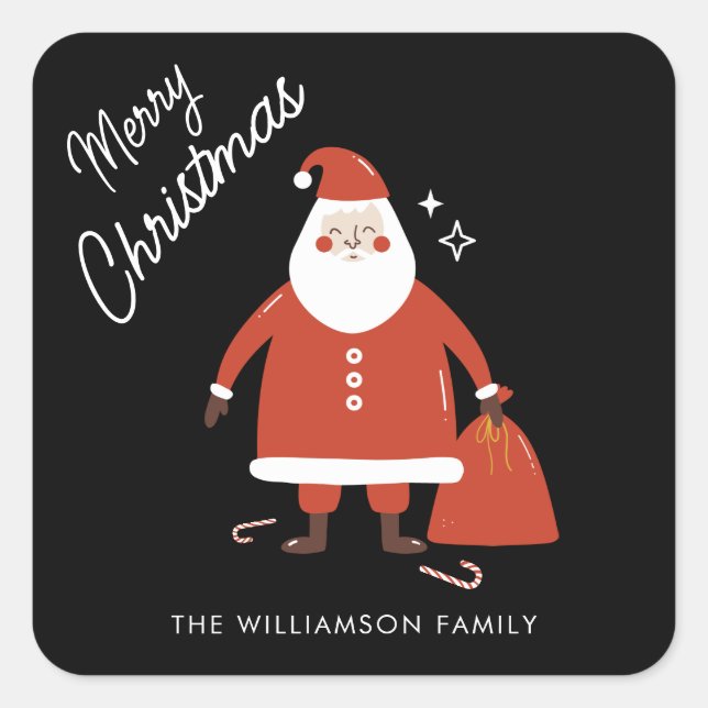 Modern Cute Santa Claus Square Sticker (Front)