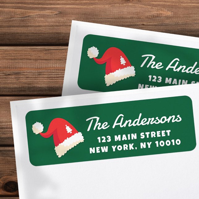 Modern Cute Santa Hats Custom Return Address Label (Creator Uploaded)