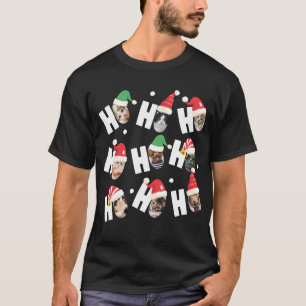 Modern Cute Santa Hats Nine Family Pets' Photos T-Shirt