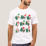 Modern Cute Santa Hats Nine Family Pets' Photos T-Shirt<br><div class="desc">This simple and modern design is composed of playful script typography.</div>