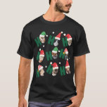 Modern Cute Santa Hats Nine Family Pets' Photos T-Shirt<br><div class="desc">This simple and modern design is composed of playful script typography.</div>