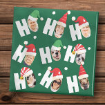 Modern Cute Santa Hats Nine Family Photos Magnet<br><div class="desc">This simple and modern design is composed of playful script typography.</div>