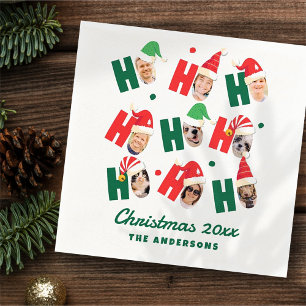 Modern Cute Santa Hats Nine Family Photos Napkin