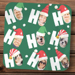 Modern Cute Santa Hats Nine Family Photos Square Sticker<br><div class="desc">This simple and modern design is composed of playful script typography.</div>