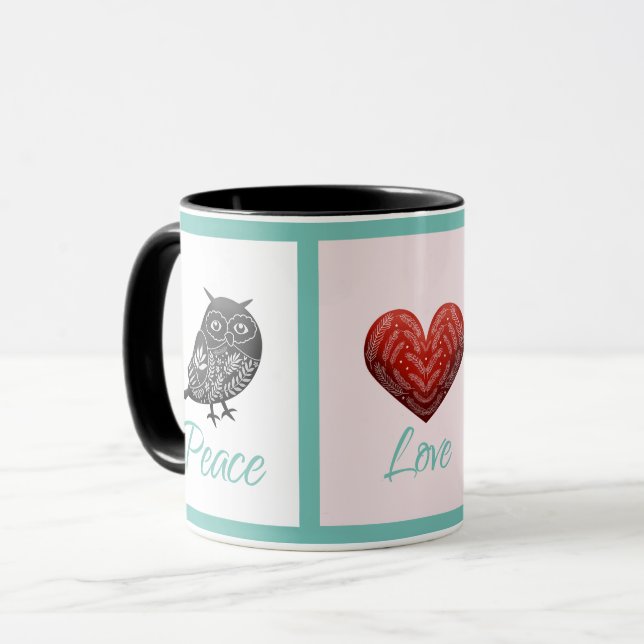 Modern cute scandinavian peace love joy Christmas Mug (Front Left)