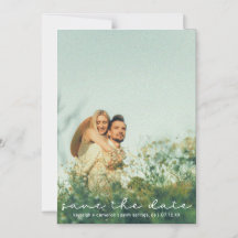 Modern Cute Script Photo Save The Date Card Magnet