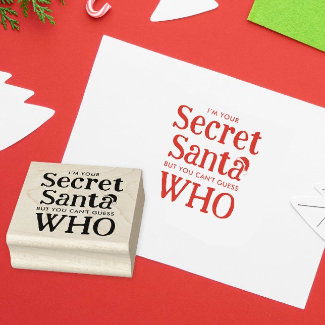 Modern Cute Secret Santa Hat Christmas Letter  Rubber Stamp (Creator Uploaded)