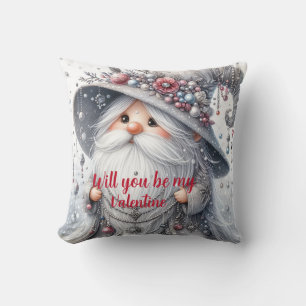 Modern Cute silver floral pearl ornamental gnome Cushion
