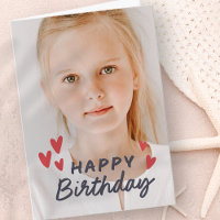 Modern Cute Simple Custom Photo Birthday Greeting