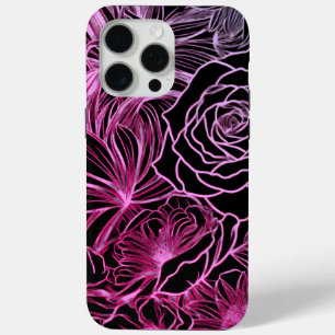 Modern cute simple glittery florals iPhone 15 pro max case
