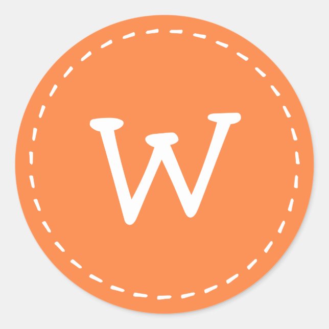 Modern Cute Simple Stitch Custom Monogram Classic Round Sticker (Front)