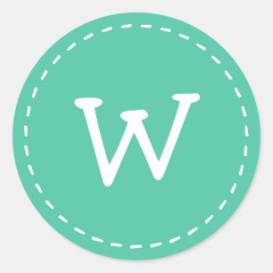 Modern Cute Simple Stitch Custom Monogram Classic Round Sticker