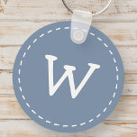 Modern Cute Simple Stitch Custom Monogram Key Ring<br><div class="desc">Design is composed of modern and cute stitches framing the monogram.</div>