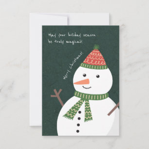 Modern Cute Simple Xmas Snowman Holiday Custom Card