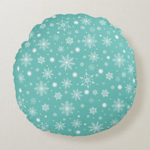 Modern Cute snowflakes pattern  Round Cushion