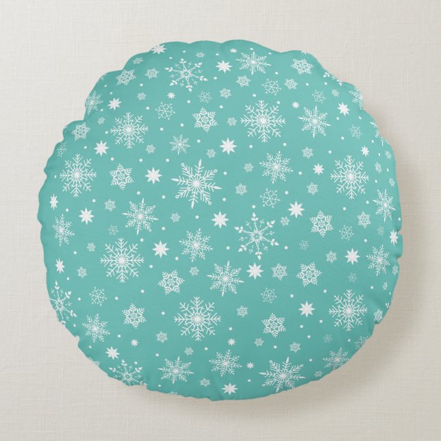 Modern Cute snowflakes pattern  Round Cushion (Front)