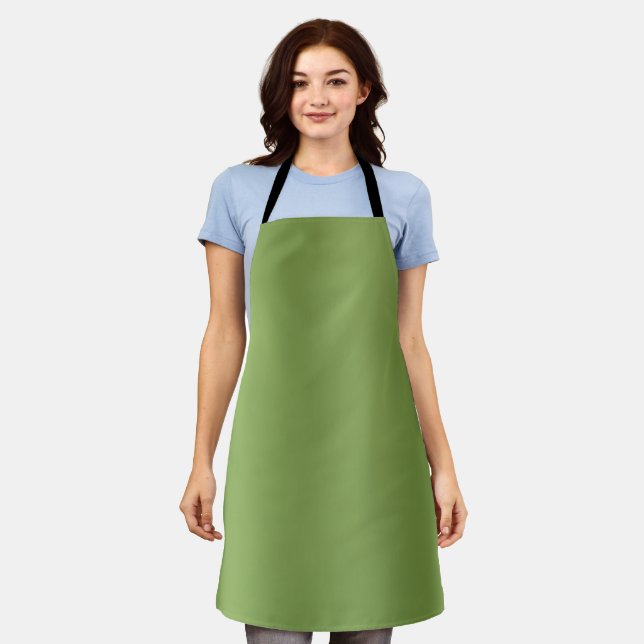 Modern cute Solid Green gradient Wave pattern Apron (Worn)