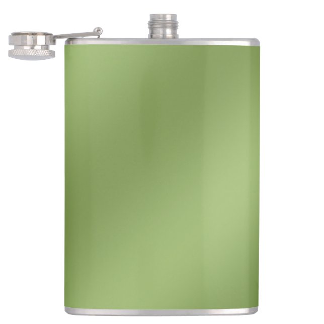 Modern cute Solid Green gradient Wave pattern Hip Flask (Opened)