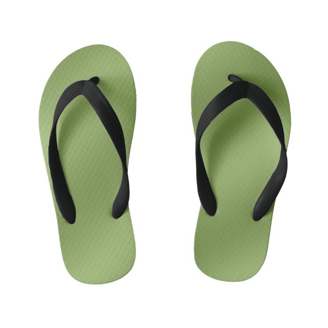 Modern cute Solid Green gradient Wave pattern Kid's Thongs (Footbed)
