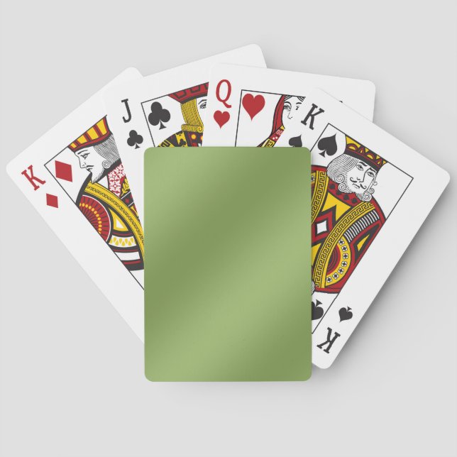 Modern cute Solid Green gradient Wave pattern Playing Cards (Back)