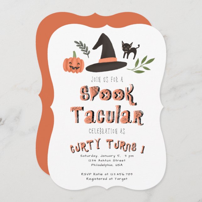 Modern Cute Spooktacular Halloween Birthday (Front/Back)