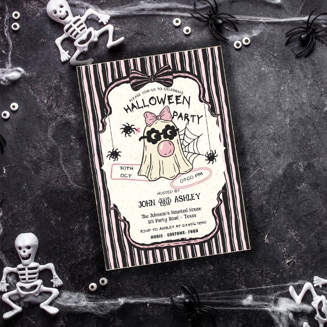 Modern Cute Spooky Ghost Halloween Costume Party Invitation (Creator Uploaded)