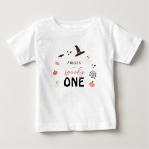 Modern Cute Spooky One Halloween First Birthday Baby T-Shirt