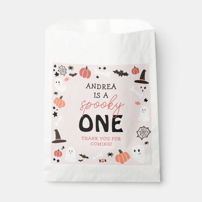 Modern Cute Spooky One Halloween First Birthday Favour Bag (Front)